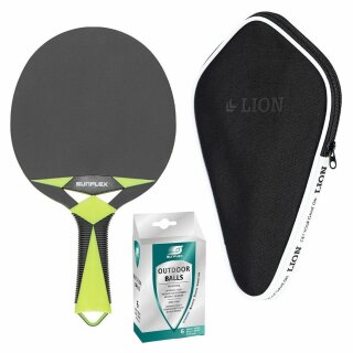 Sunflex Tischtennisschläger Zircon Outdoor + Tischtennishülle + 6x Outdoor Tischtennisbälle