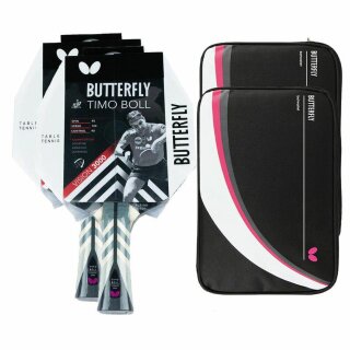 Butterfly 2x Timo Boll Vision 3000 Tischtennisschläger + 2x Tischtennishülle Drive Case II