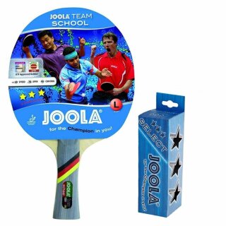 JOOLA Team School Tischtennisschläger + 3 Tischtennisbälle Select 3***