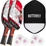Butterfly 2x Zhang Jike Tischtennisschläger + Hülle + 6x 40+ 3*** TT Bälle