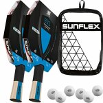 Sunflex B35 2x Tischtennisschläger + Hülle Double + 2x 3*** ITTF SX40+ TT Bälle