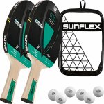 Sunflex G30 2 x Tischtennisschläger + Tischtennishülle Double + 2 x 3*** ITTF SX40+ Tischtennisbälle