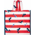 Swim Essentials Strandponcho, Badeumhang für Kinder bis 10 Jahre Poncho Handtuch Rot Weißwal Muster 62 x 62 cm