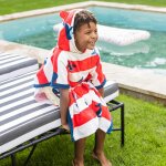 Swim Essentials Strandponcho, Badeumhang für Kinder bis 10 Jahre Poncho Handtuch Rot Weißwal Muster 62 x 62 cm
