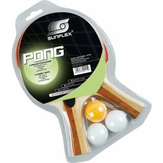 Sunflex Pong Set 2 Tischtennisschläger und 3 hochwertige Non Celluloid Bälle