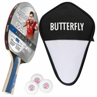 Butterfly 1x Timo Boll Silber 85016 Tischtennisschläger + Tischtennishülle + 3x 40+ 3*** Tischtennisbälle