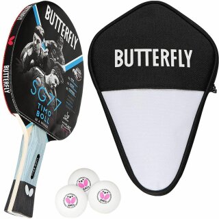 Butterfly 1x Timo Boll SG77 Tischtennisschläger + Tischtennishülle + 3x 40+ 3*** Tischtennisbälle