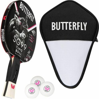 Butterfly 1x Timo Boll SG99 Tischtennisschläger + Hülle + 3x 40+ 3*** TT Bälle